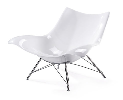 Fiberglass Shell Covered Beetle Lounge Chair , Pure Color Fabric Upholstered Dining Chairs