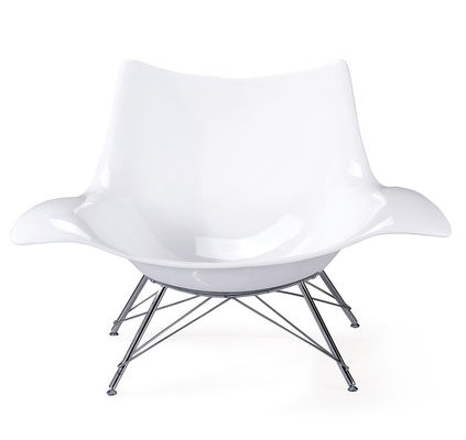 Fiberglass Shell Covered Beetle Lounge Chair , Pure Color Fabric Upholstered Dining Chairs
