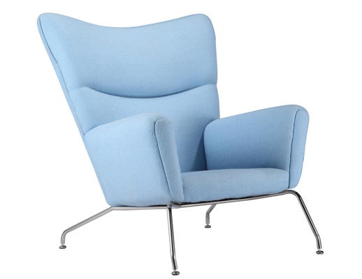 Velvet Upholstered Comfortable Chair , High Back Wing Chair Hotel Lounge Chairs